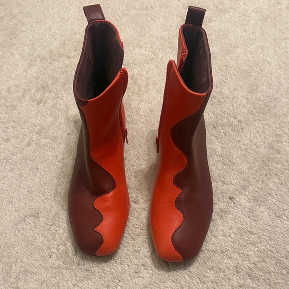 Camper TWINS Red and Burgundy Leather Ankle Boots - Picture 2 of 8